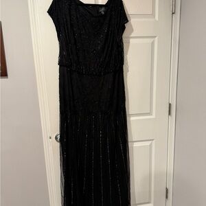 Adrianna Papell Black Beaded Maxi Dress